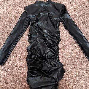 Black mini leather dress